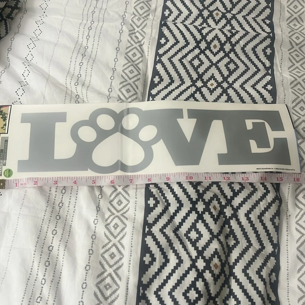 silver love paw print wall decal sign